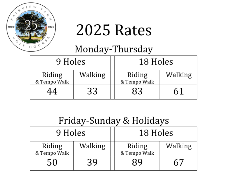 Rates Fairview Farm Golf Course